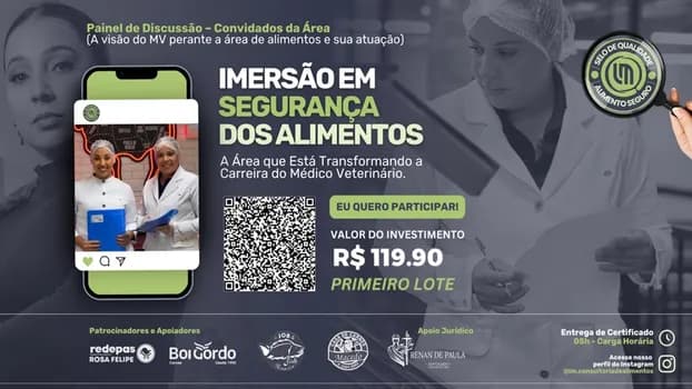 Imagem do Imersão em Segurança dos Alimentos: A Área que Está Transformando a Carreira do Médico Veterinário