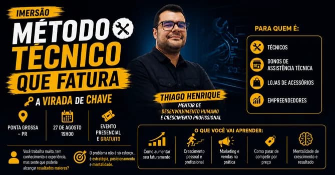 Imagem do Imersão Método Técnico que Fatura A Virada de Chave | Evento Presencial Gratuito em Ponta Grossa