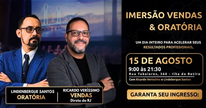 Imagem do IMERSÃO VENDAS & ORATÓRIA com Lindembergue Santos e Ricardo Veríssimo Palestrante