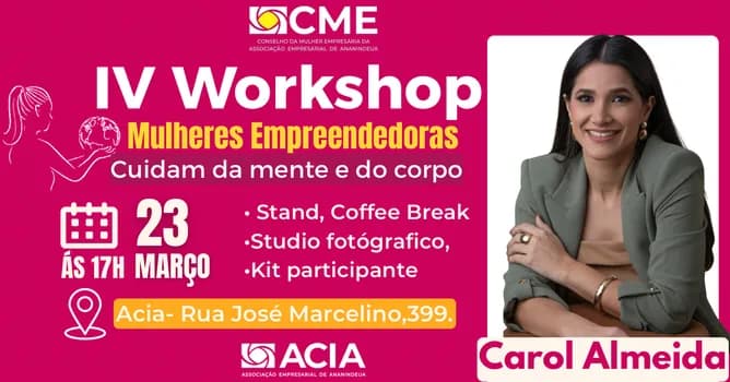 Imagem do IV Workshop Mulheres Empreendedoras Cuidam da mente e do corpo