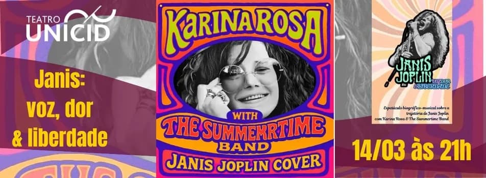 Imagem do Janis: voz, dor & liberdade com Karina Rosa e The SummerTime Band