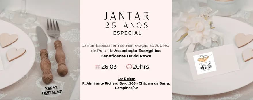 Imagem do Jantar 25 anos - Associação Evangélica Beneficente David Rowe