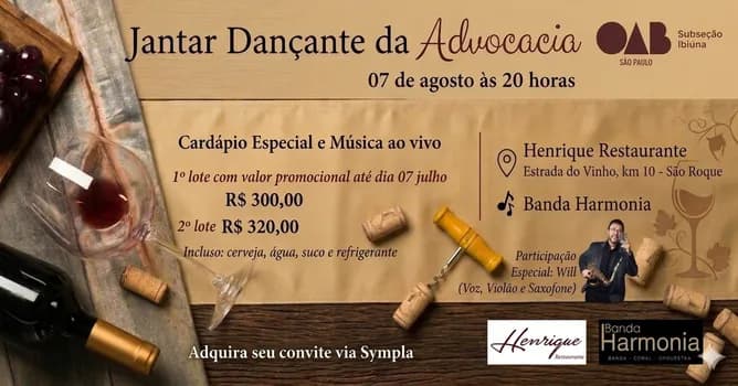 Imagem do Jantar Dançante da Advocacia de Ibiúna