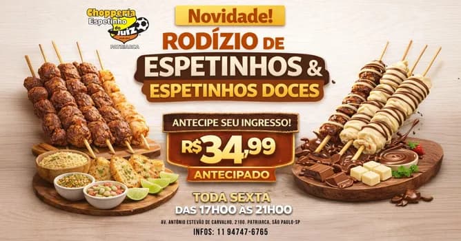 Imagem do JUIZ PATRIARCA - RODÍZIO DE ESPETINHOS SALGADO E DOCE - TODAS AS SEXTAS