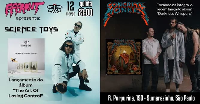 Imagem do Lançamento álbum "The Art Of Losing Control" com Science Toys e Concrete Monkey