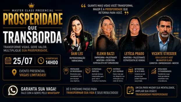 Imagem do MASTER CLASS PROSPERIDADE QUE TRANSBORDA