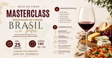 MasterClass - Tema : Brasil na taça (Aula Mod 1 e Degustação de vinhos brasileiros) em Rio de Janeiro
