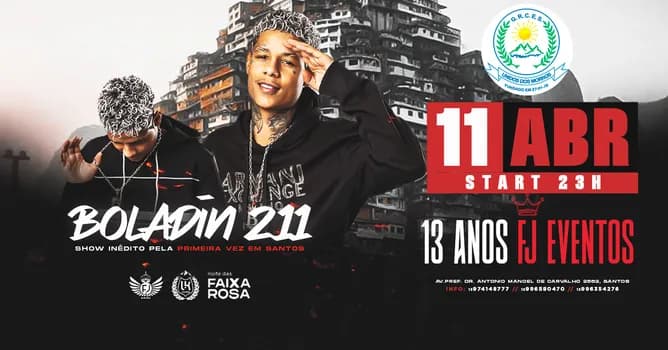 Imagem do MC BOLADIN 211 - UNIDOS DO MORRO - ANIVERSÁRIO 13 ANOS FJ EVENTOS PRODUCOES
