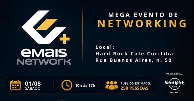 Imagem do Mega Evento de Networking no Hard Rock Cafe Curitiba