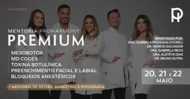 MENTORIA PREMIUM TOXINA BOTULÍNICA - PREENCHIMENTO FACIAL - PREENCHIMENTO LABIAL - 43ª Ed em Balneário Camboriú