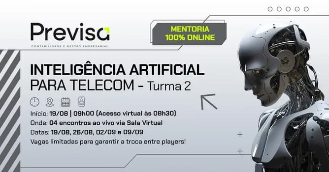 Imagem do MENTORIA SOBRE INTELIGÊNCIA ARTIFICIAL PARA TELECOM - TURMA II - ONLINE!