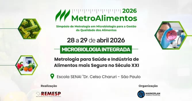 Imagem do MetroAlimentos 2026 - Simpósio de Metrologia em Microbiologia para a Gestão da Qualidade