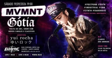Movement apresenta show Gótia + Yui Rocha ao vivo no Electric em Santo André