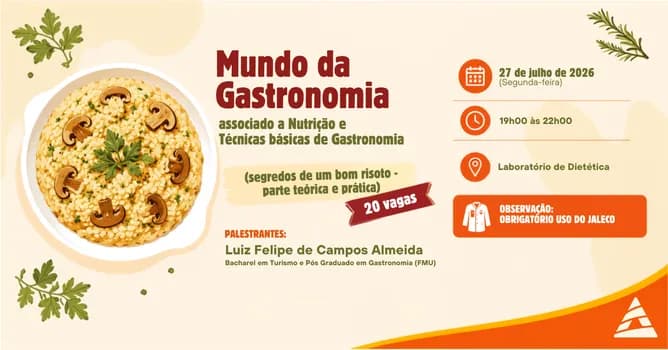Imagem do Mundo da Gastronomia associado a Nutrição e Técnicas básicas de Gastronomia