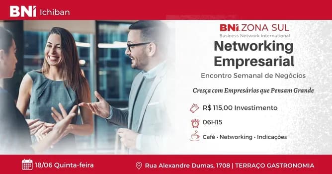 Imagem do Networking Empresarial - Cresça com Empresários que Pensam Grande na BNI ZN SUL