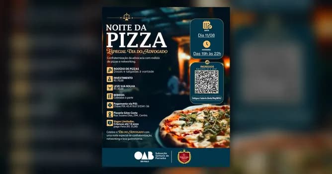 Imagem do NOITE DA PIZZA - ESPECIAL DIA DO ADVOGADO