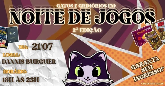 Imagem do Noite de jogos da gatos e grimórios - 2ª edição