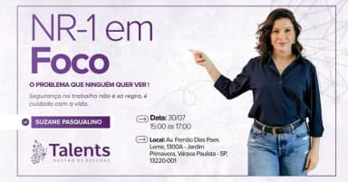 NR-1 em foco| Riscos Psicossociais: O problema que ninguém quer ver! - Presencial em Várzea Paulista