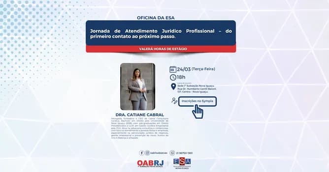 Imagem do Oficina da ESA - Jornada de Atendimento Jurídico Profissional - 24/03
