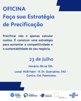 Oficina: Faça sua Estratégia de Precificação em Coronel Fabriciano