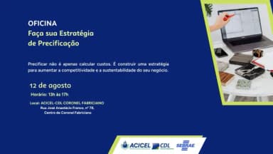 Oficina Faça sua Estratégia de Precificação em Coronel Fabriciano