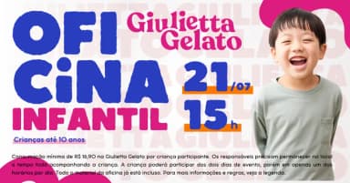 Oficina Infantil Giulietta Gelato 21/07 às 15h em Cabo Frio