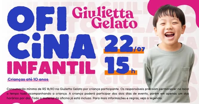 Imagem do Oficina Infantil Giulietta Gelato 22/07 às 15h