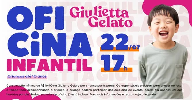 Imagem do Oficina Infantil Giulietta Gelato 22/07 às 17h
