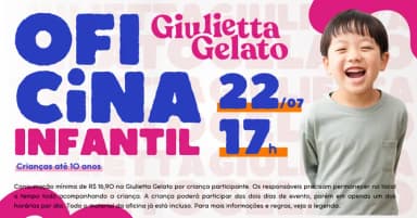 Oficina Infantil Giulietta Gelato 22/07 às 17h em Cabo Frio