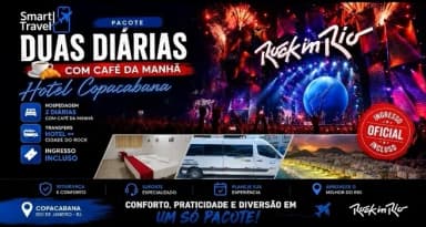 Pacote Rock in Rio / Hotel + Ingresso + Transfers cidade do Rock em Rio de Janeiro