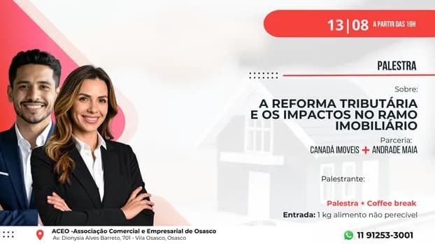 Imagem do PALESTRA - A reforma tributária e os impactos no ramo imobiliário
