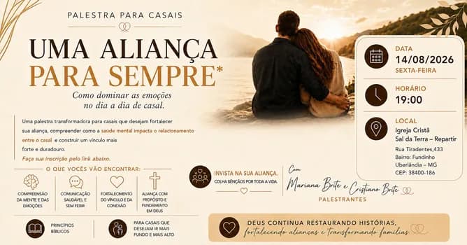 Imagem do PALESTRA PARA CASAIS UMA ALIANÇA PARA SEMPRE