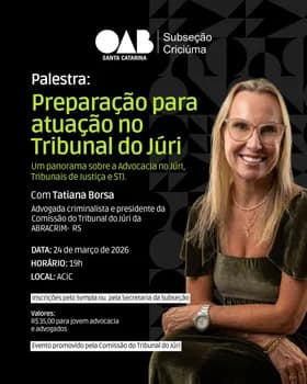 Imagem do Palestra: Preparação para atuação no Tribunal do Júri