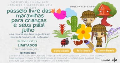 PASSEIO LIVRE DAS MARAVILHAS: INGRESSO FAMÍLIA COM CRIANÇAS - 30 A 31 DE JULHO DE 2026 em Vale do Café