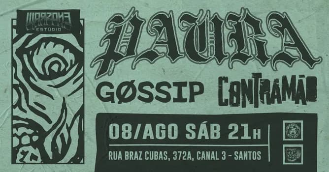Imagem do Paura, Contramão e Gøssip em Santos/SP
