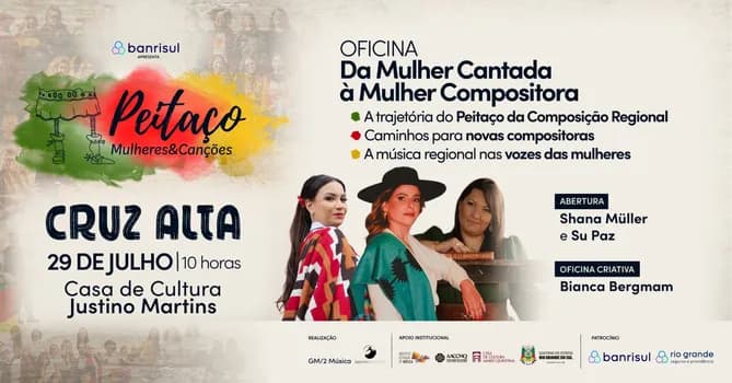 Imagem do PEITAÇO | Oficina gratuita CRUZ ALTA - Da Mulher Cantada à Mulher Compositora