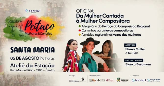 Imagem do PEITAÇO | Oficina gratuita SANTA MARIA - Da Mulher Cantada à Mulher Compositora