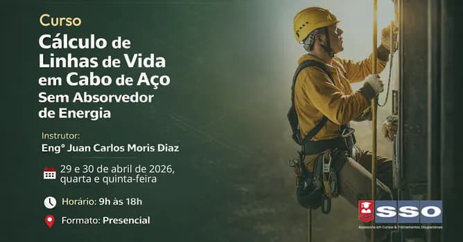 Imagem do PRESENCIAL: CÁLCULO DE LINHAS DE VIDA EM CABO DE AÇO SEM ABSORVEDOR DE ENERGIA