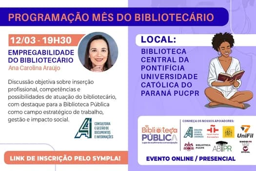 Imagem do Programação do mês do bibliotecário - Empregabilidade do Bibliotecário