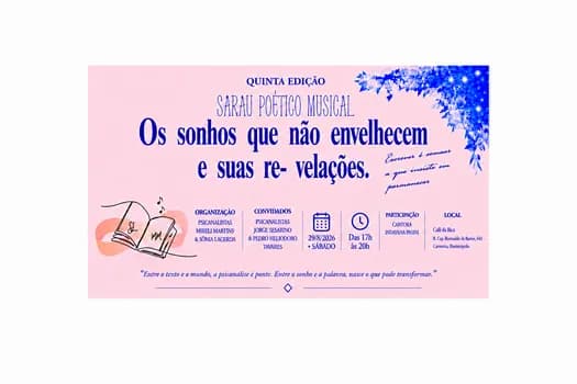 Imagem do Quinta Edição Sarau Poético Musical Os sonhos que não envelhecem e suas re-velações
