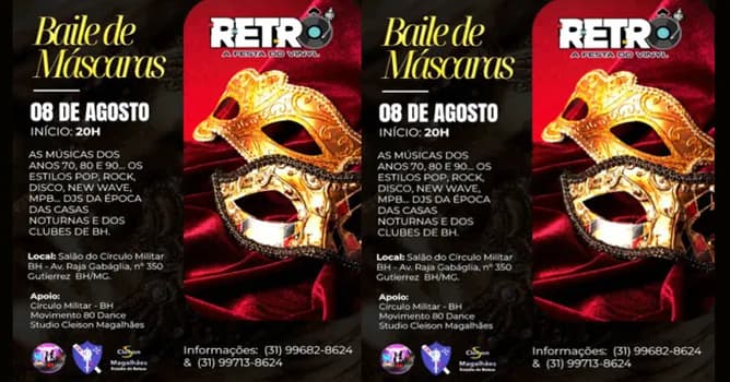 Imagem do RETRÔ - A FESTA DO VINIL - EDIÇÃO: BAILE DE MÁSCARAS