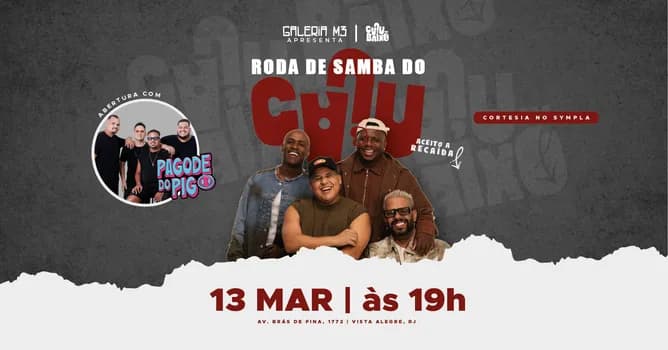 Imagem do RODA DE SAMBA DO CAJU | PAGODE DO PIG | GALERIA M3 (13/03) SEXTA-FEIRA RIO DE JANEIRO