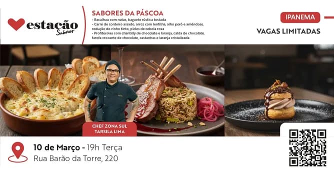 Imagem do Sabores da Páscoa - Bacalhau com natas, Carré de cordeiro e Profiteroles