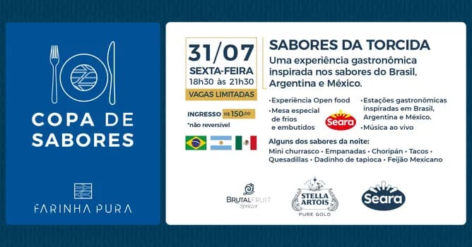 Imagem do Sabores da Torcida: Uma experiência gastronômica inspirada nos sabores do Brasil, Argentina e México