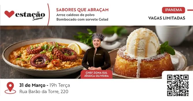 Imagem do Sabores que Abraçam - Arroz caldoso de polvo e Bombocado com sorvete Gelad