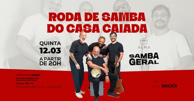 Imagem do SAMBA PRA GERAL: RODA DE SAMBA DO CASA CAIADA NO ALMA CAMPINAS | 12.03