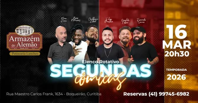 Imagem do SEGUNDAS CÔMICAS no ARMAZÉM DO ALEMÃO / STAND UP COMEDY em CURITIBA