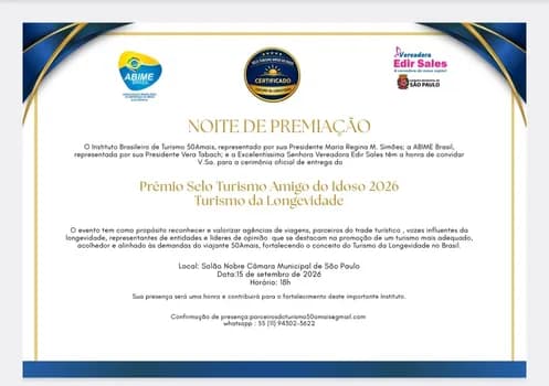 Imagem do Selo Turismo Amigo do Idoso- Noite de Premiação