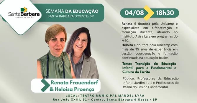 Imagem do Semana da Educação 2026 - Renata Frauendorf e Heloisa Proença
