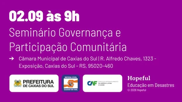 Imagem do Seminário Caxiense de Governança e Participação Comunitária em Desastres